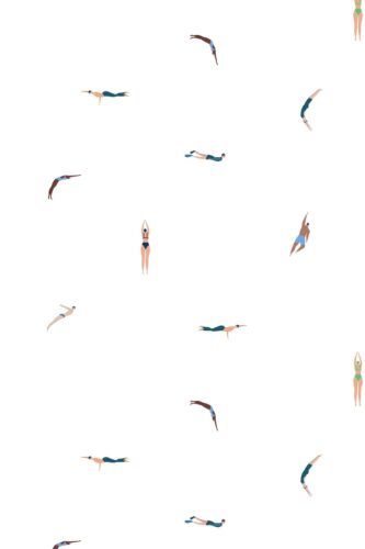 Fancy Walls removable wallpaper in funky swimmer pattern with white background