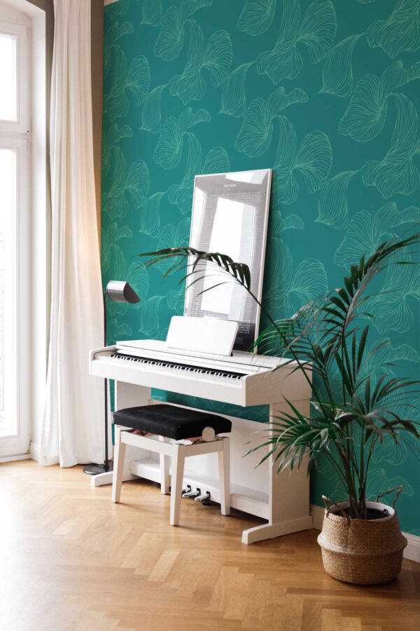 Fancy Walls self-adhesive wallpaper in bold teal leaf design