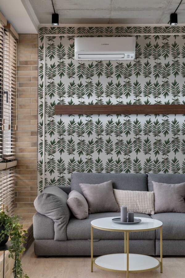 Fancy Walls self-adhesive wallpaper featuring rustic green leaves
