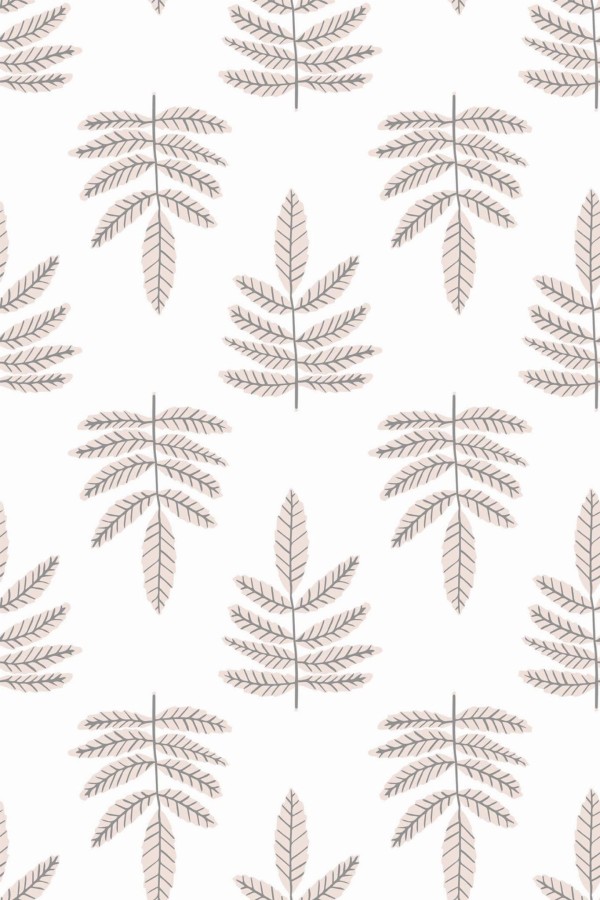 Pattern repeat of Neutral beige leaf removable wallpaper design