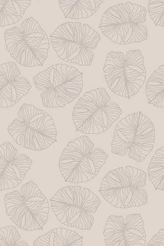 Pattern repeat of Neutral leaf removable wallpaper design