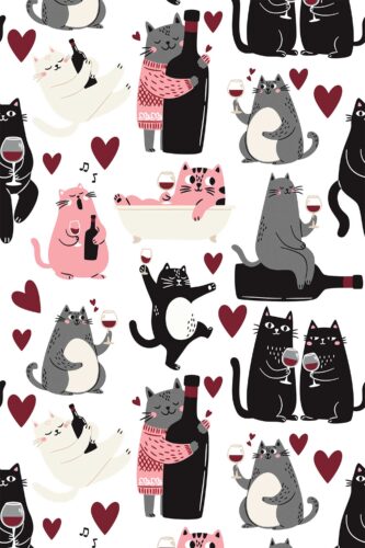 Fancy Walls traditional wallpaper featuring cats and hearts