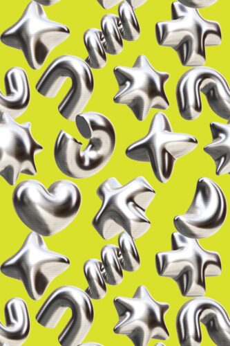 Peel and stick wallpaper in bright silver geometry by Fancy Walls