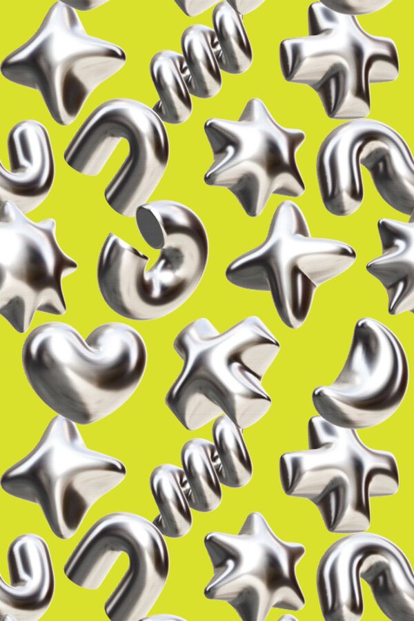Peel and stick wallpaper in bright silver geometry by Fancy Walls