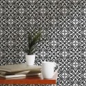 Scandinavian style accent wall decorated with Ornamental geometric peel and stick wallpaper