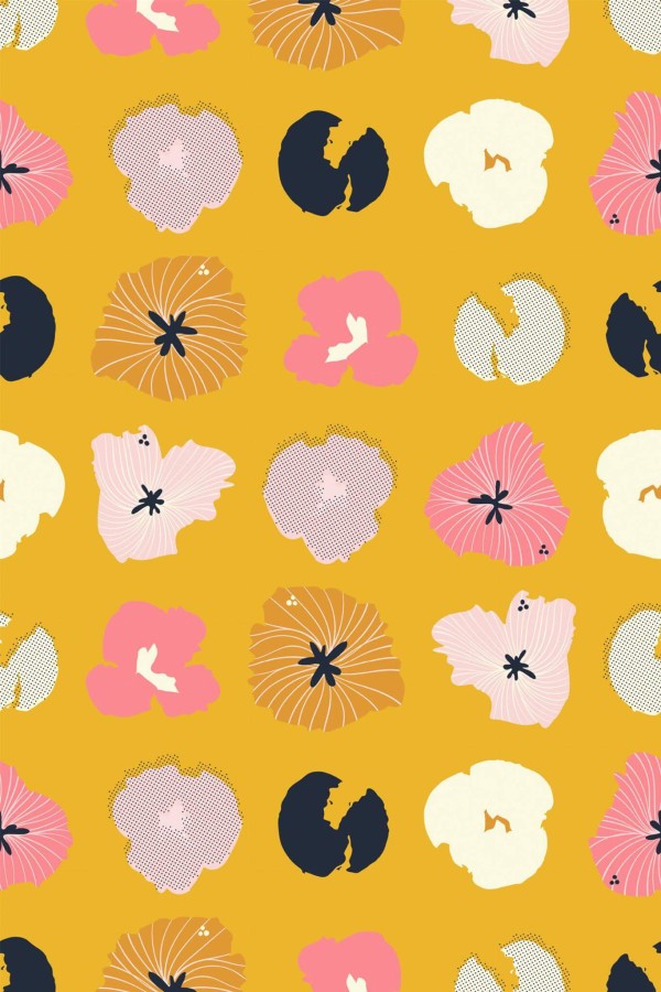 Pattern repeat of Pansy removable wallpaper design