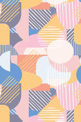 Pattern repeat of Pastel abstract geometric removable wallpaper design