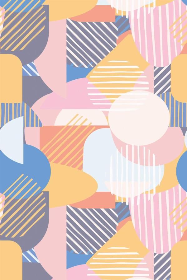 Pattern repeat of Pastel abstract geometric removable wallpaper design