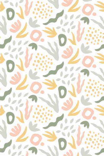 Pattern repeat of Pastel abstract leaf removable wallpaper design