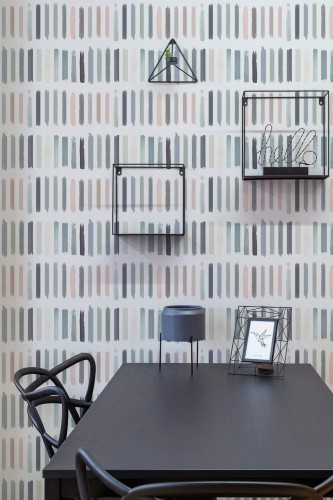 Industrial modern style dining room decorated with Pastel Brush stroke peel and stick wallpaper