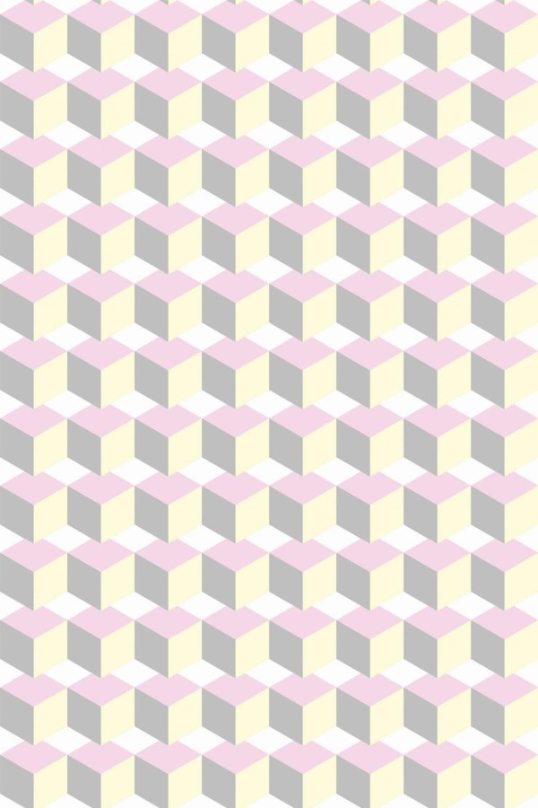 Pattern repeat of Pastel cube removable wallpaper design