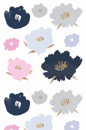 Pattern repeat of Pastel floral removable wallpaper design