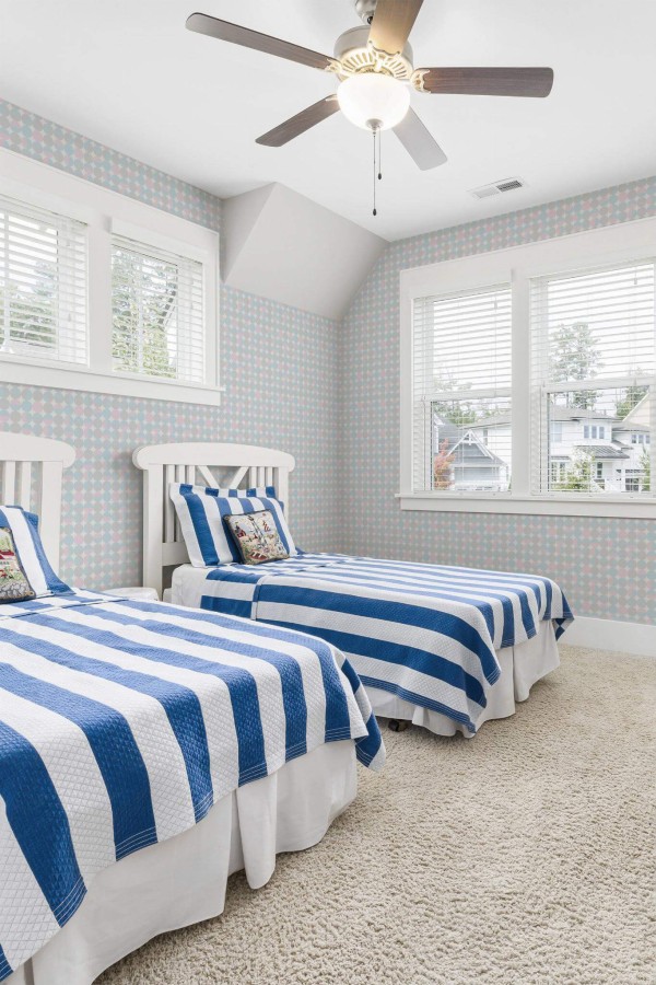 oastal style kids room decorated with Pastel small circles peel and stick wallpaper