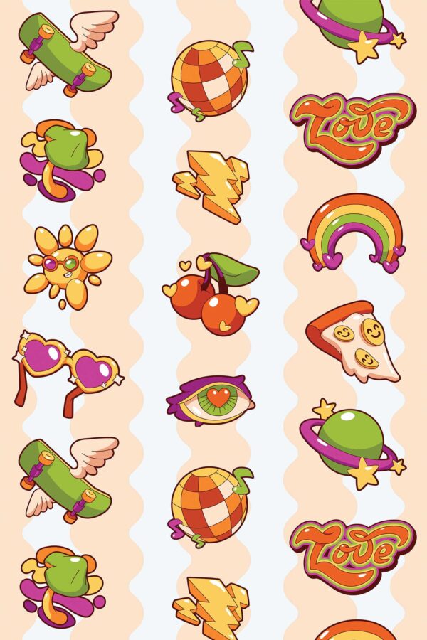 Fancy Walls self-adhesive wallpaper with 70s sticker vibes