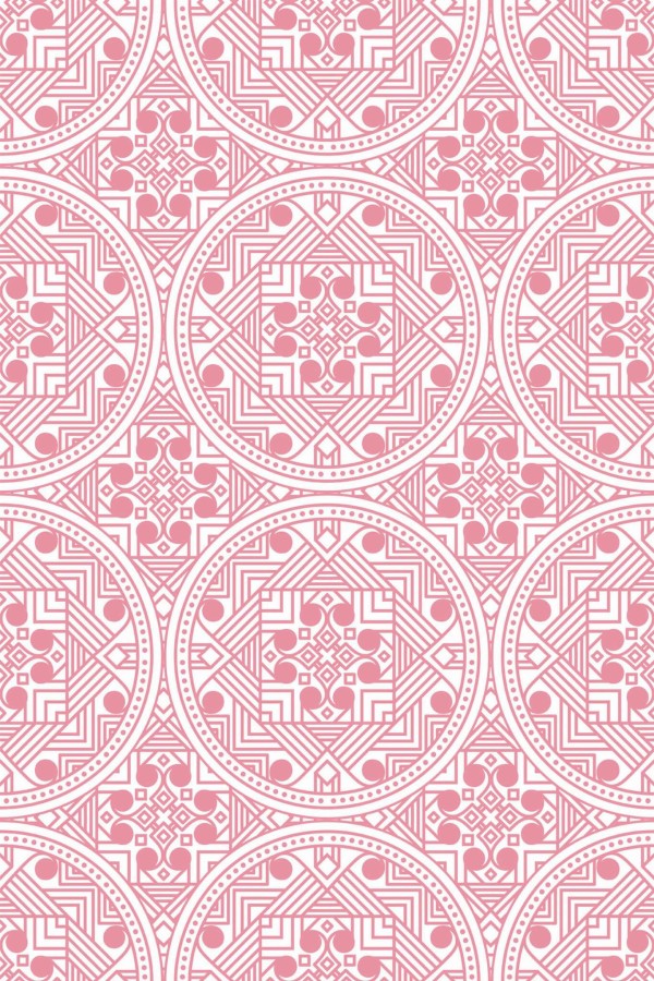 Pattern repeat of Pink geometric removable wallpaper design