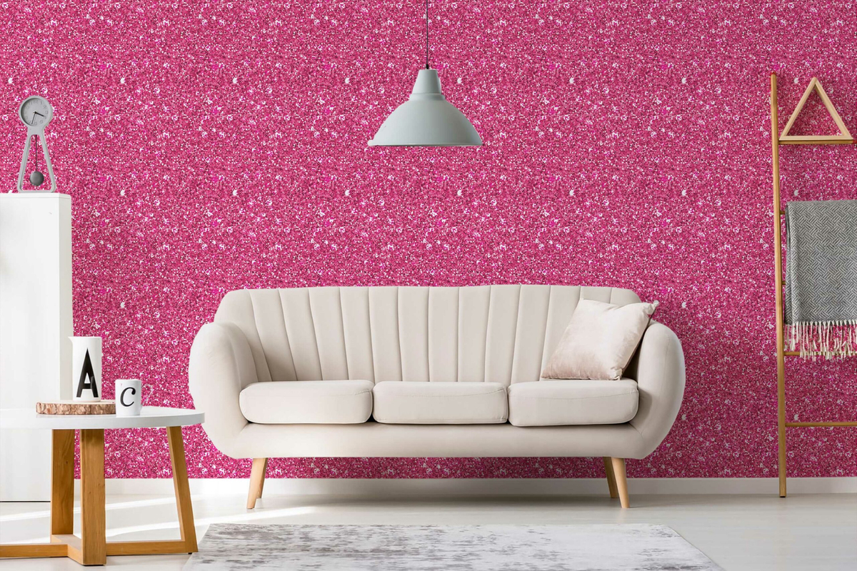 Cute pink Dollhouse-inspired peel and stick or non-pasted wallpaper collection. Fancy Walls pink, glitter, barbie style self-adhesive or traditional eco-friendly and PVC-free wallpapers for walls