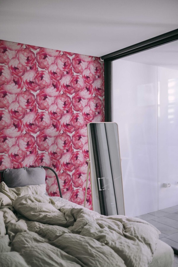 Vibrant pink floral self-adhesive wallpaper by Fancy Walls