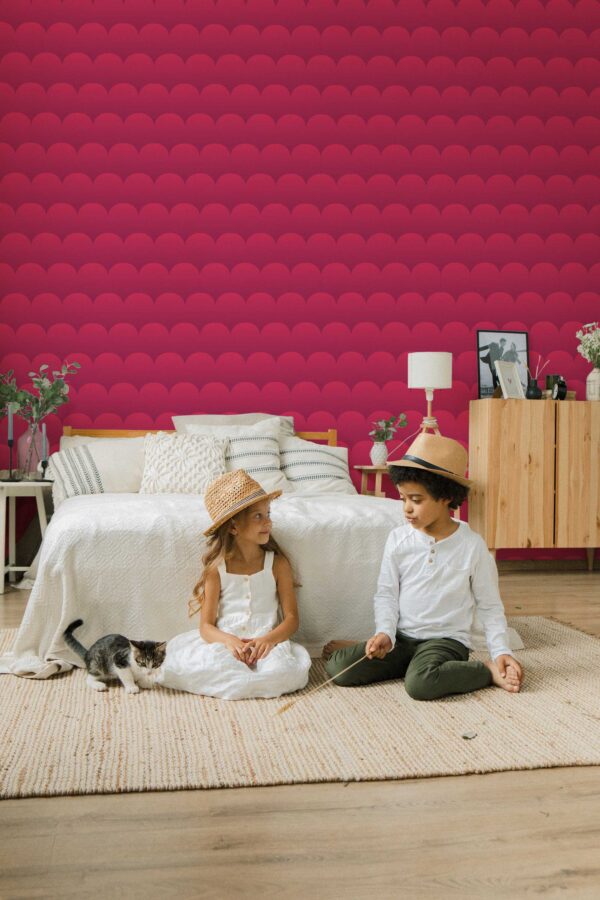 Fancy Walls self-adhesive wallpaper with pink scalloped design