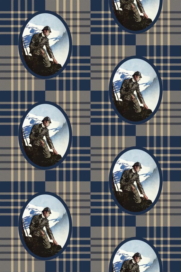 Detective-inspired removable plaid wallpaper by Fancy Walls for barber walls