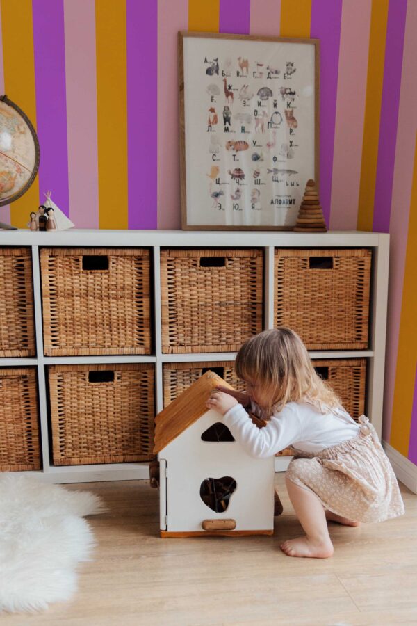 Fancy Walls self-adhesive wallpaper with playful purple vertical lines