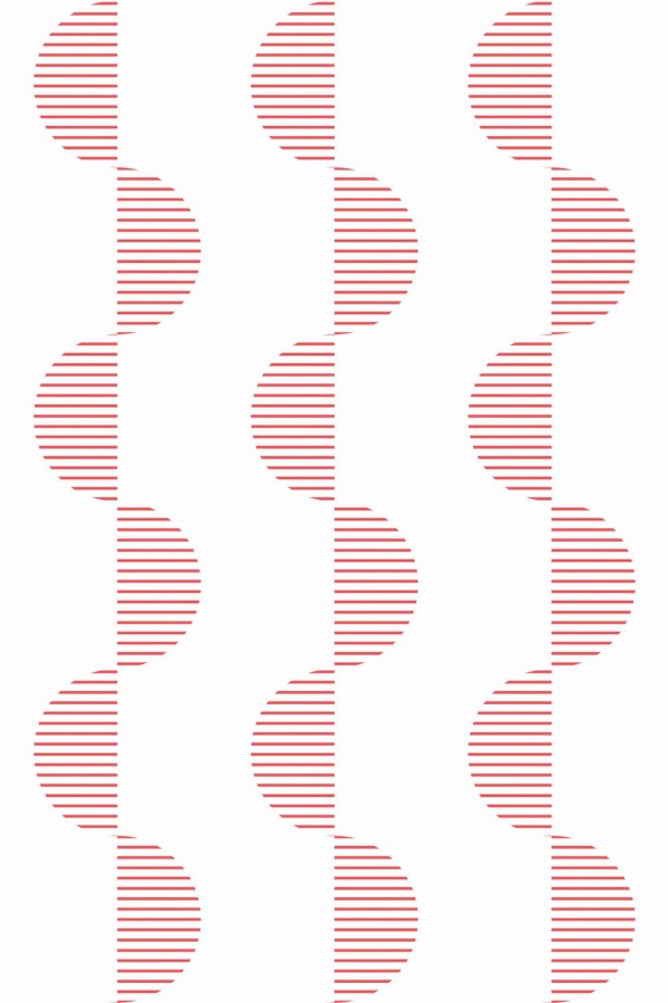 Pattern repeat of Red and white geometric removable wallpaper design