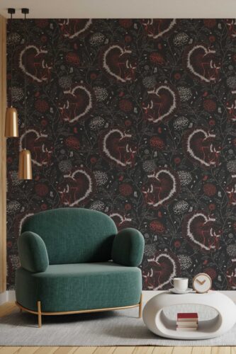Elegant red koi removable wallpaper by Fancy Walls