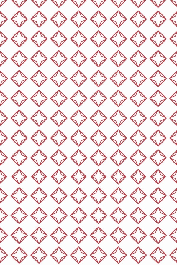 Pattern repeat of Red geometric diamond removable wallpaper design