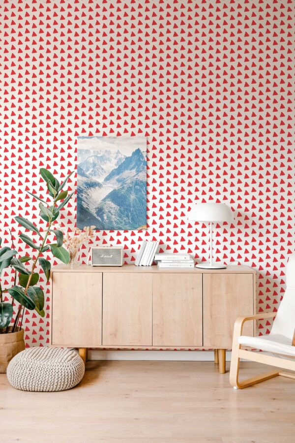 Fancy Walls self-adhesive wallpaper with red triangle dot pattern