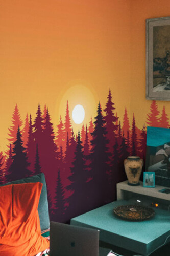 red wall mural collection