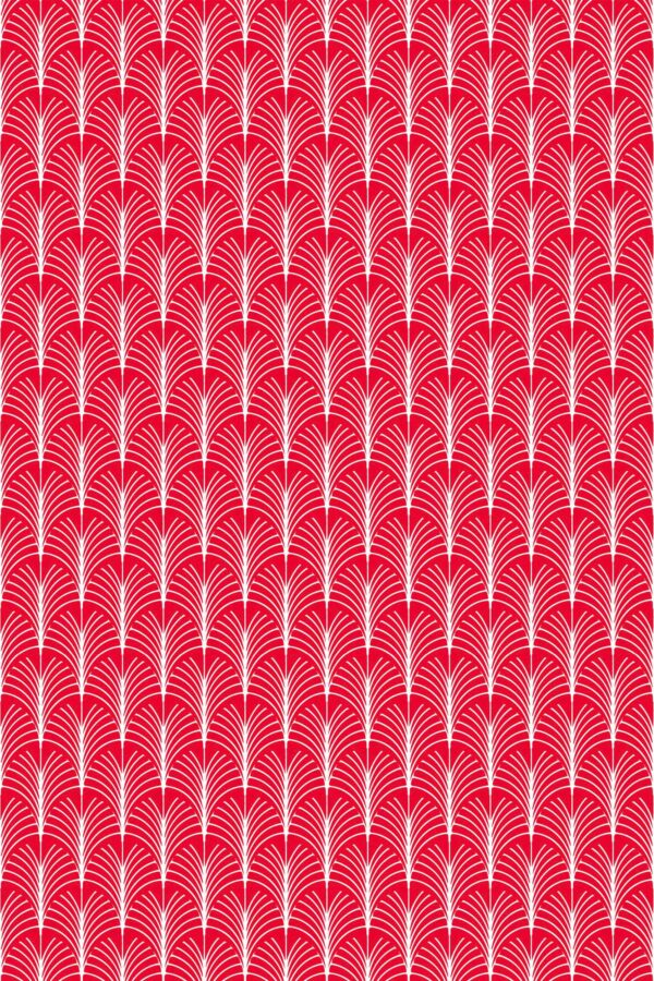 Fancy Walls peel and stick wallpaper with red art deco kitchen backsplash design