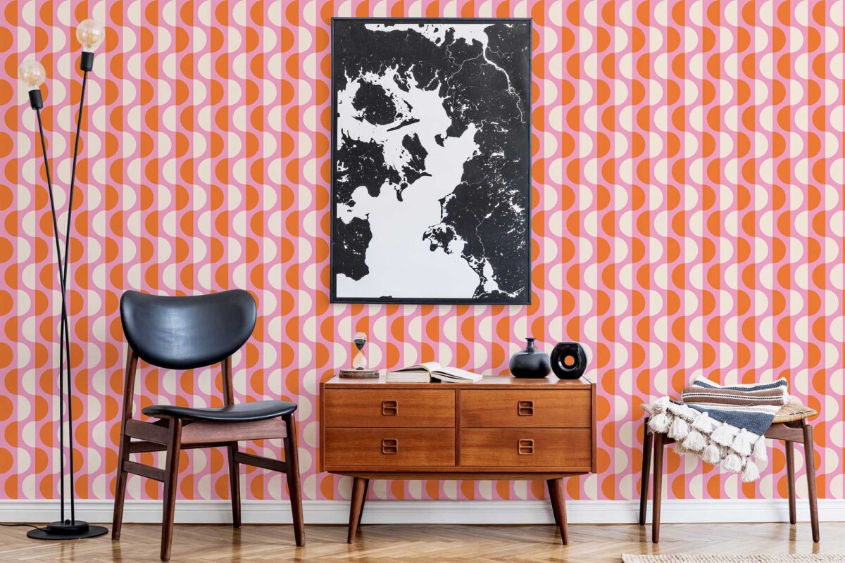 Colorful and funky Groovy peel and stick or non-pasted wallpaper collection. Fancy Walls self-adhesive or traditional PVC-free and eco-friendly funky groovy colorful wallpapers for walls