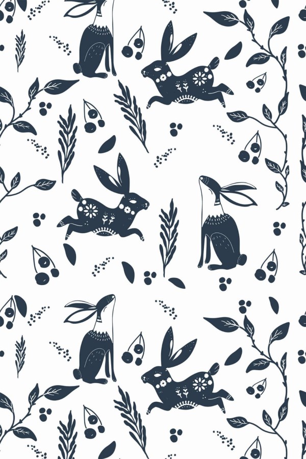 Pattern repeat of Scandinavian animals removable wallpaper design