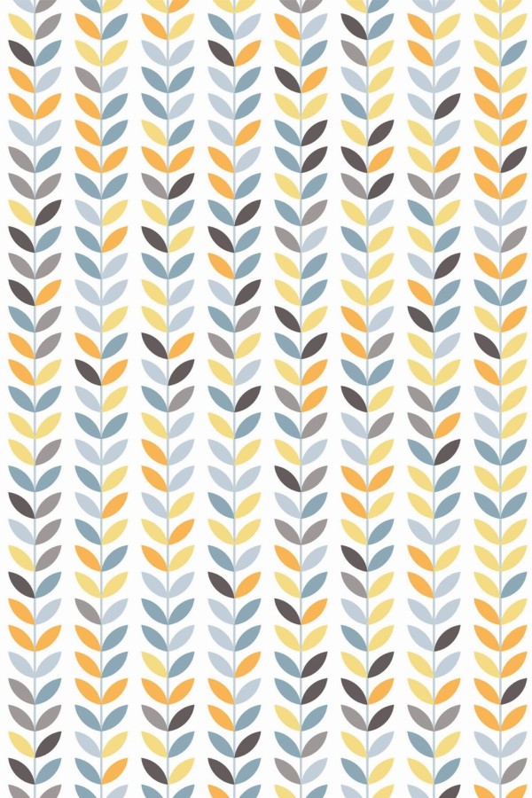 Pattern repeat of Scandinavian leaf removable wallpaper design