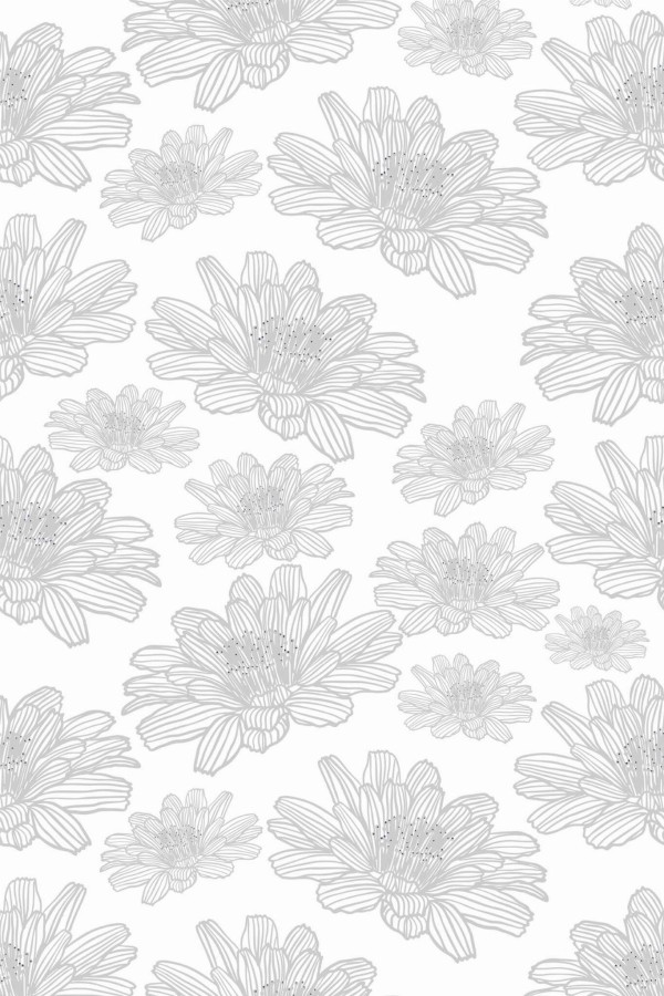 Pattern repeat of Seamless gray and white floral removable wallpaper design