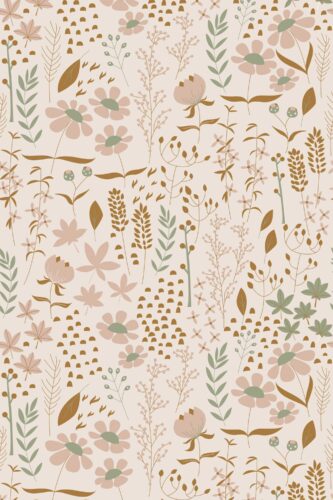 Fancy Walls peel and stick wallpaper with beige hygge floral pattern