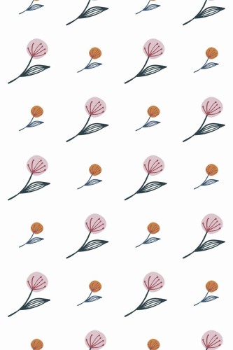 Pattern repeat of Simple floral removable wallpaper design