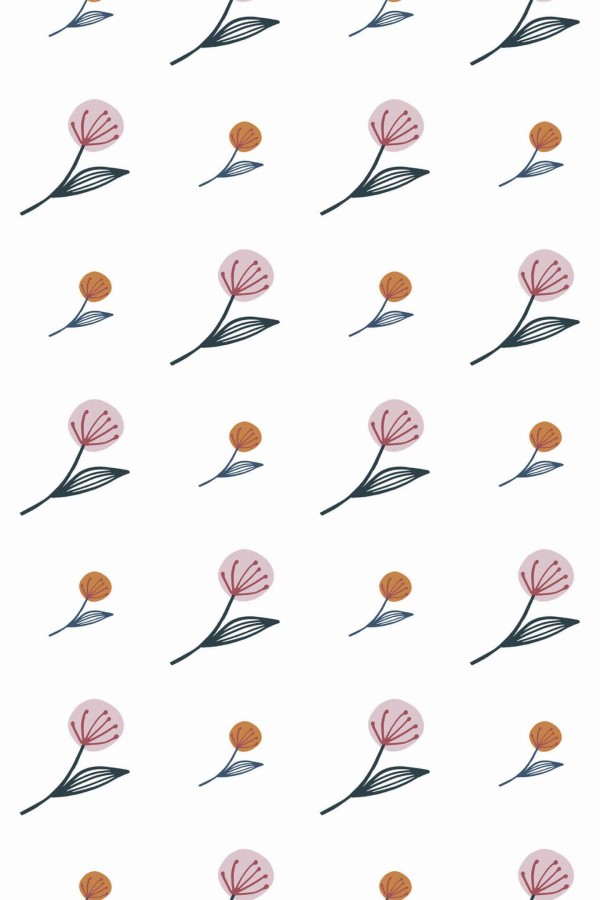 Pattern repeat of Simple floral removable wallpaper design
