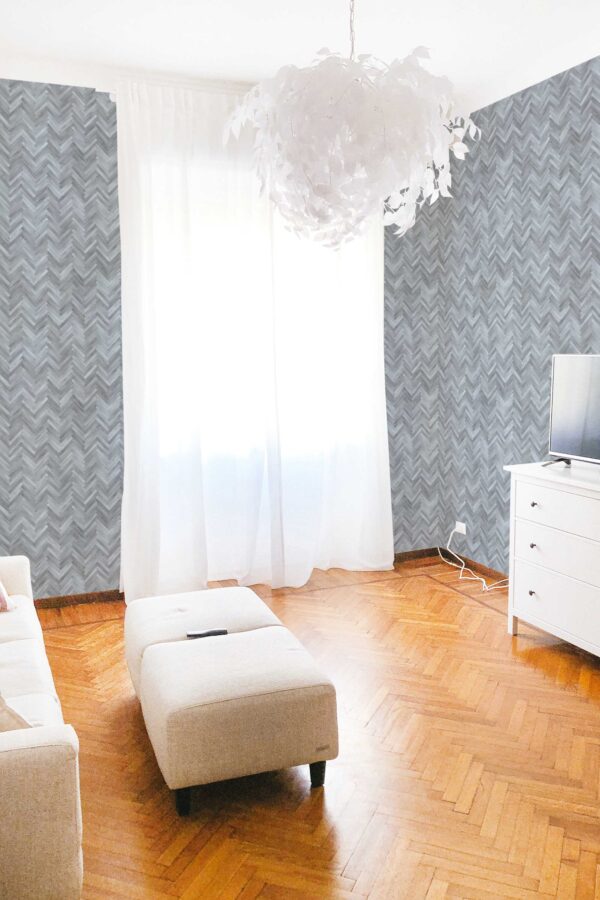 Fancy Walls traditional wallpaper with farmhouse-inspired gray herringbone design