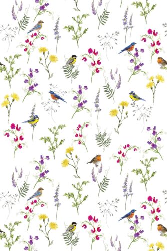 Traditional wallpaper with vibrant birds by Fancy Walls