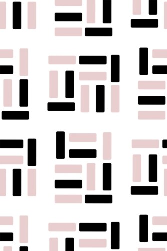 Fancy Walls removable wallpaper featuring minimalist black and pink shapes