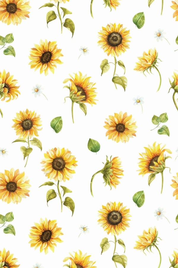 Pattern repeat of Sunflower removable wallpaper design