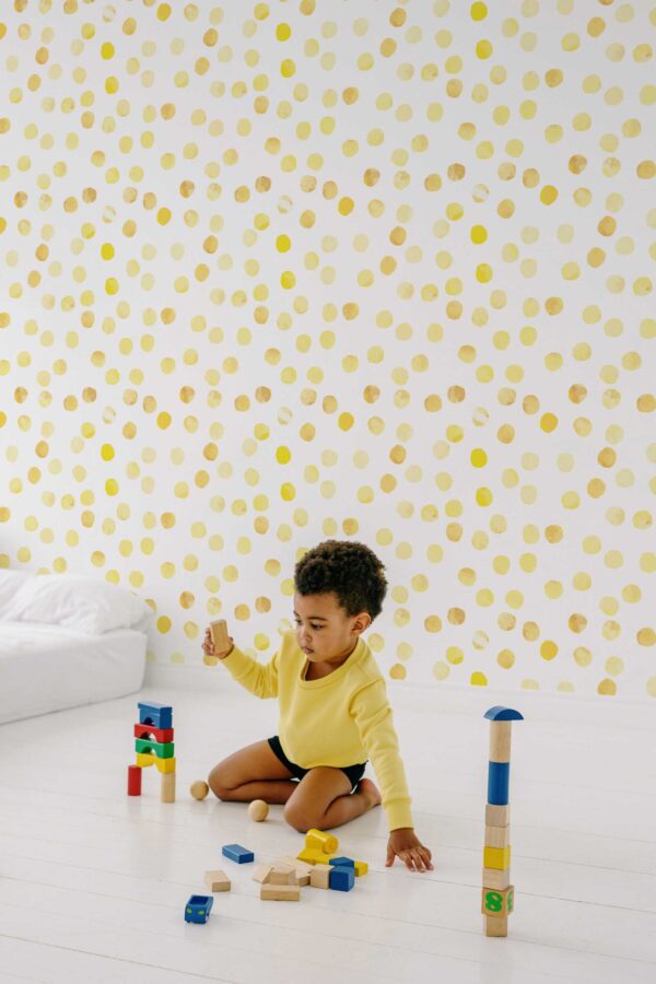 Fancy Walls self-adhesive wallpaper showing yellow dotted charm