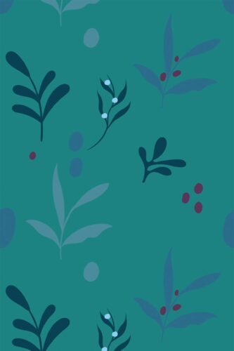 Traditional wallpaper by Fancy Walls with teal leaves and berry accents