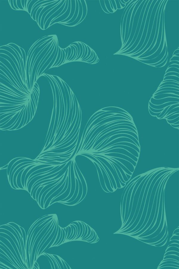 Fancy Walls peel and stick wallpaper with teal mystical plant pattern