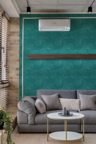 Fancy Walls traditional wallpaper featuring calming teal botanical theme