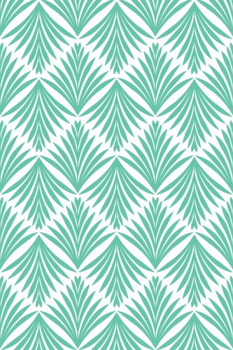 Pattern repeat of Turquoise geometric leaf removable wallpaper design