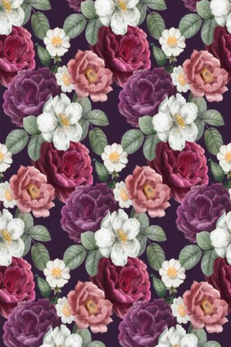 Self-adhesive wallpaper with colorful blooming rose design by Fancy Walls