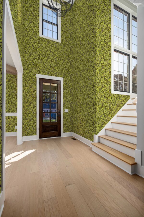 Fancy Walls removable leopard print wallpaper in bold chartreuse