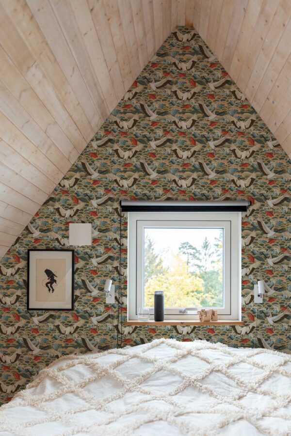 Removable flying stork pattern wallpaper by Fancy Walls