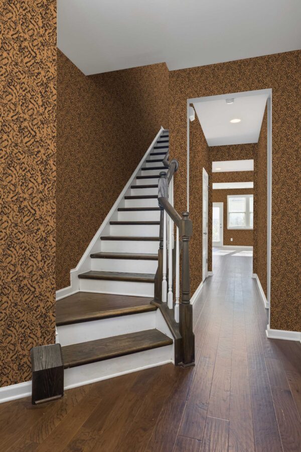 Traditional wallpaper in brown copper leopard pattern by Fancy Walls